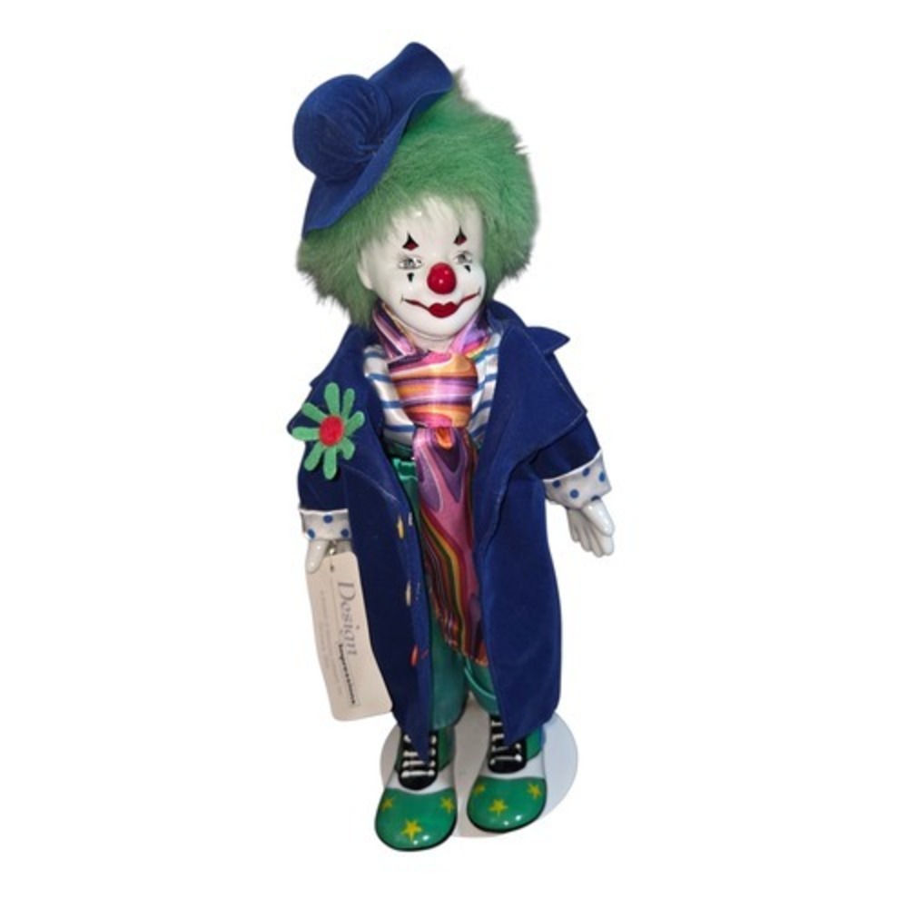 Vintage Design Impressions Bendable Clown Green Hair Porcelain Face Hands Feet
